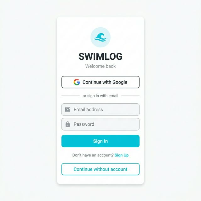 SwimLog Coach Login Screen
